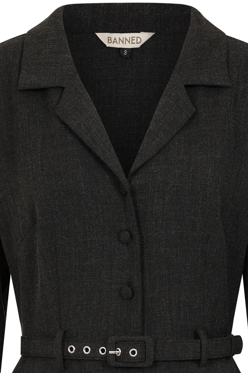 Swingkleid Marigold 40's, Tweed Stoff, Dunkelgrau, Plus Size