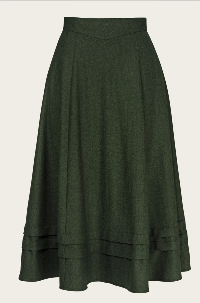 The Tireless Trailblazer Skirt, Wollmix, Pine green wool blend