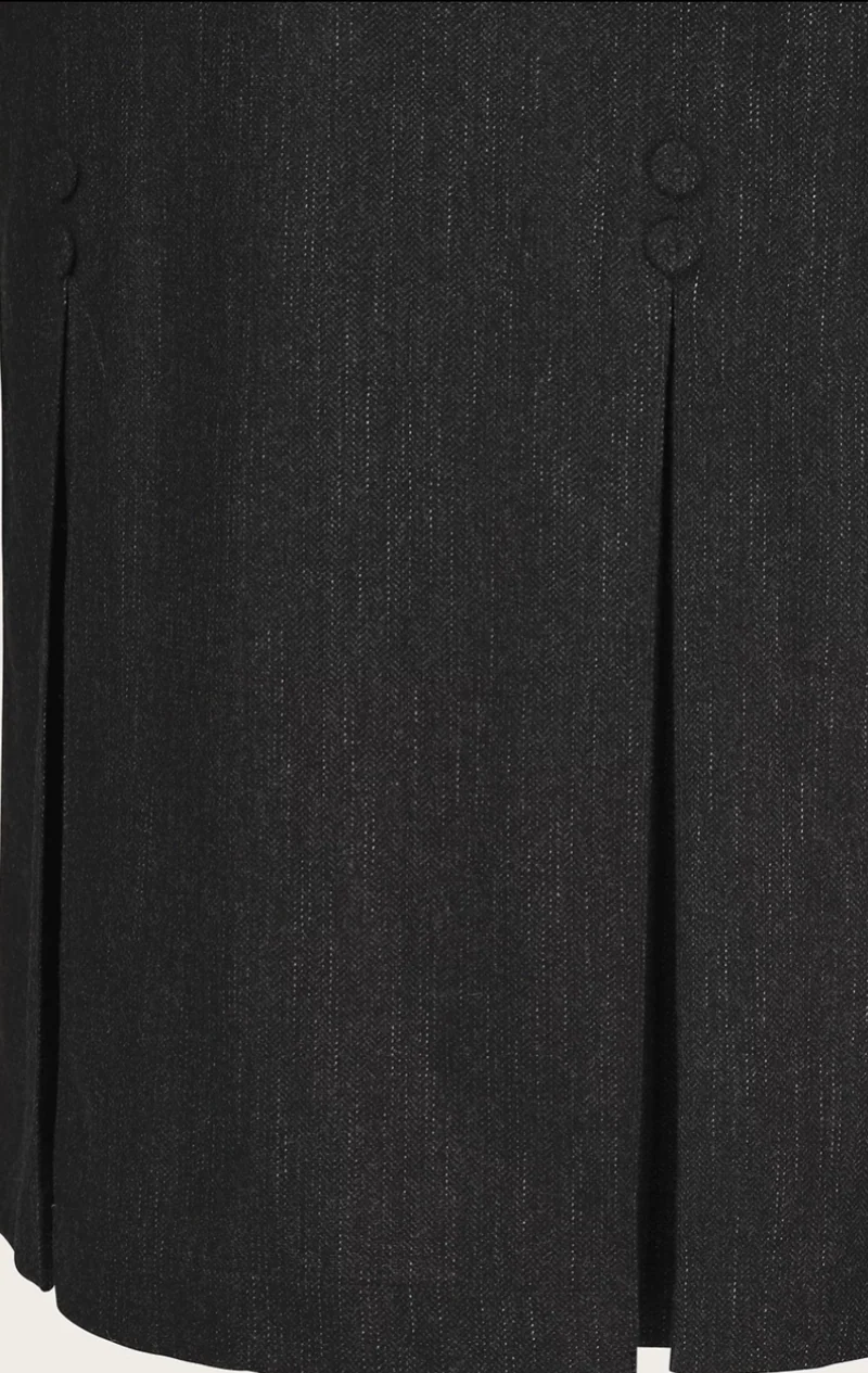 The Tripple Step Skirt, Wollmix, Black & Charcoal