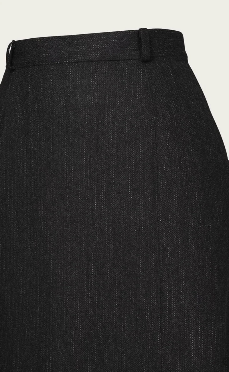 The Tripple Step Skirt, Wollmix, Black & Charcoal