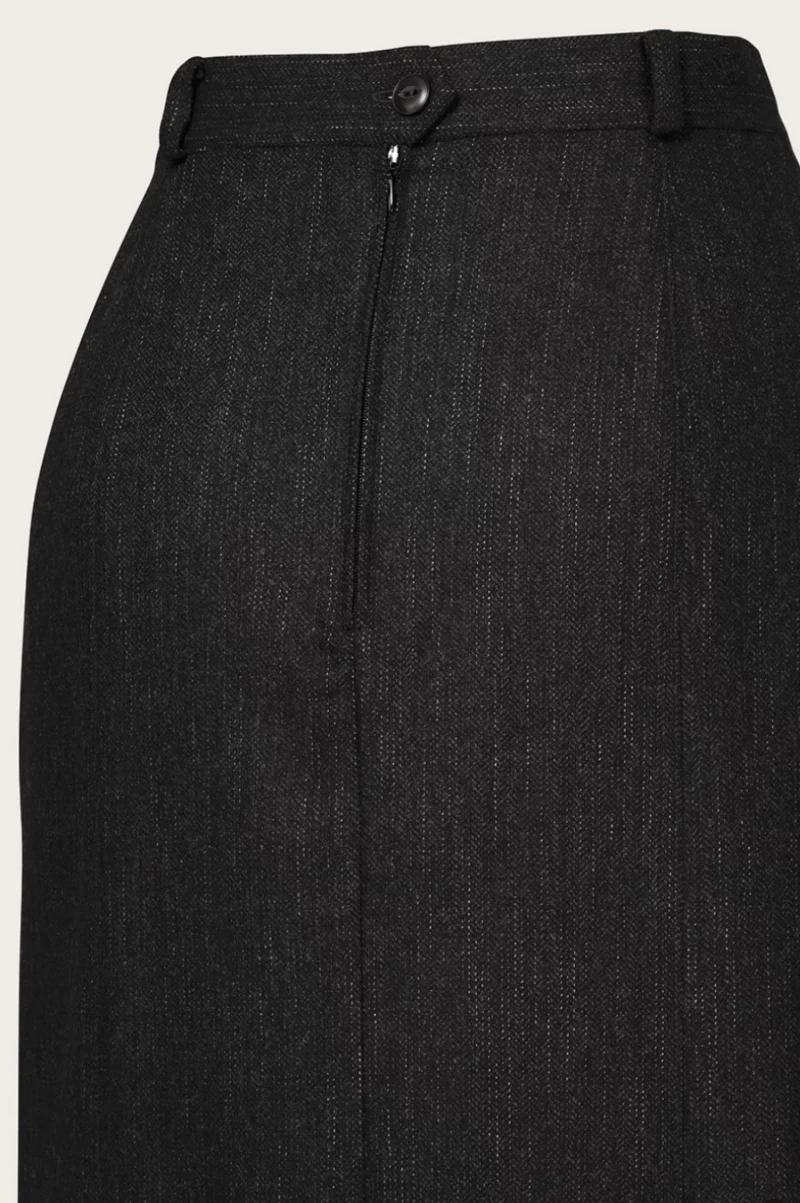 The Tripple Step Skirt, Wollmix, Black & Charcoal