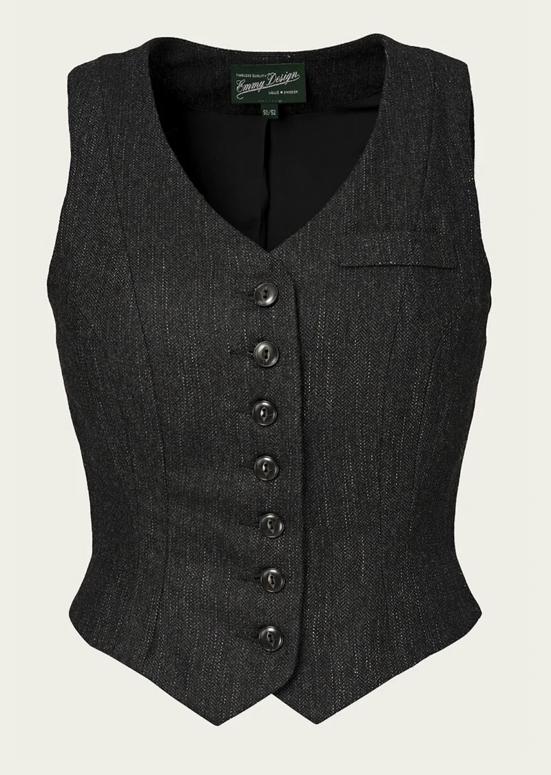 The Suit Up Waistcoat Black & Charcoal Tweed