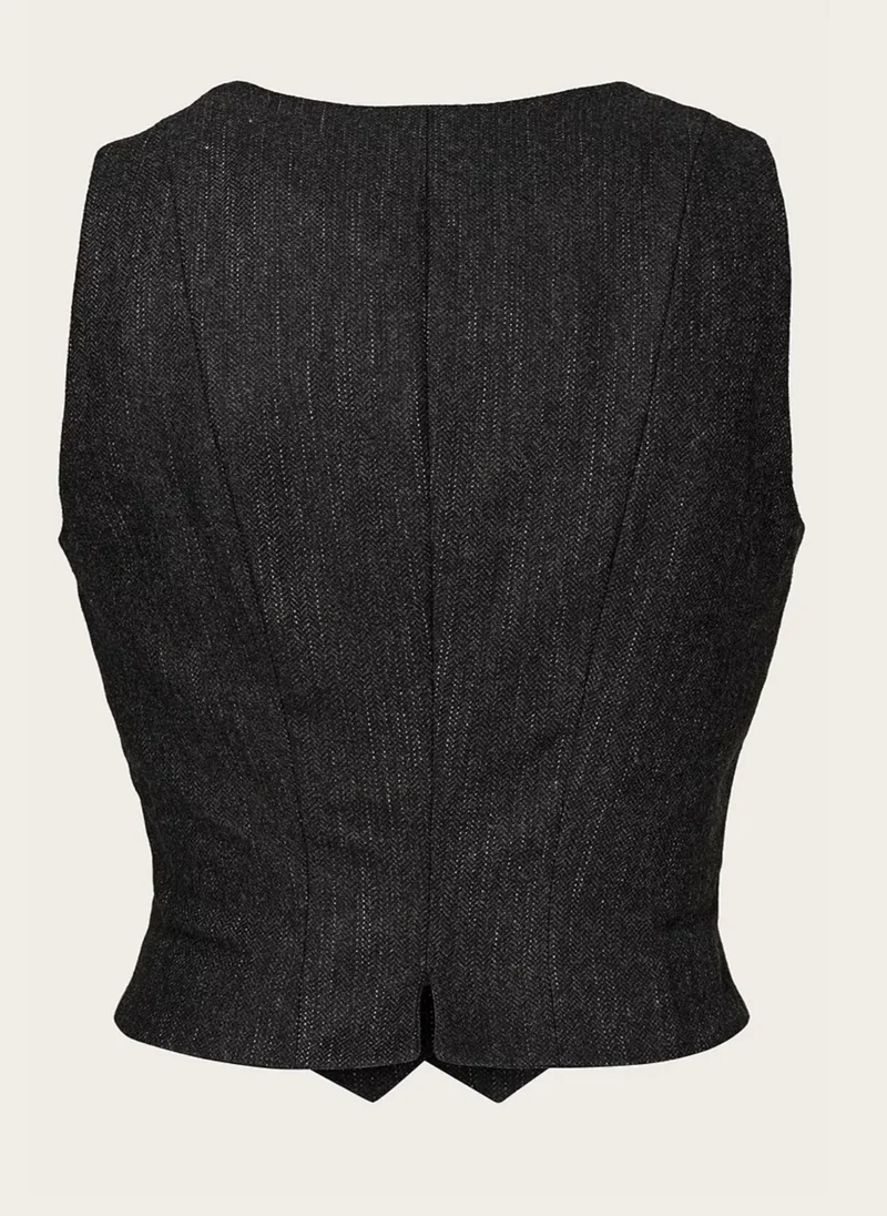 The Suit Up Waistcoat Black & Charcoal Tweed