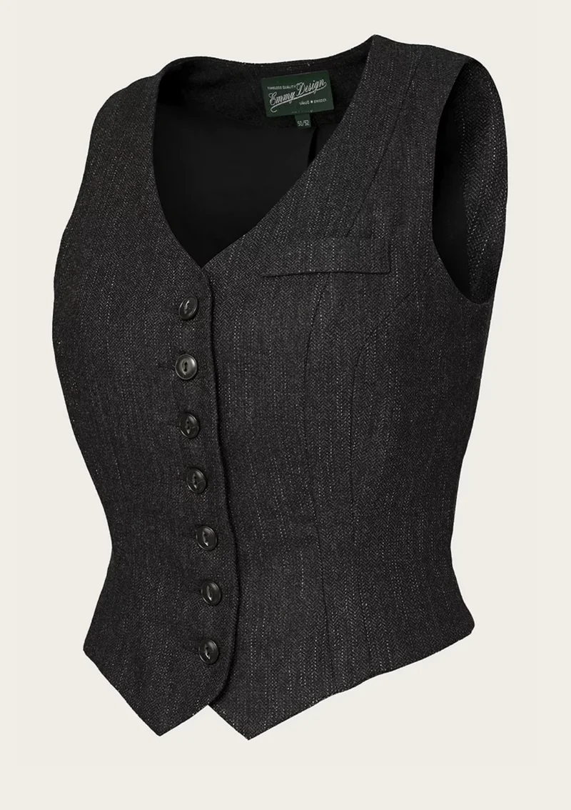 The Suit Up Waistcoat Black & Charcoal Tweed