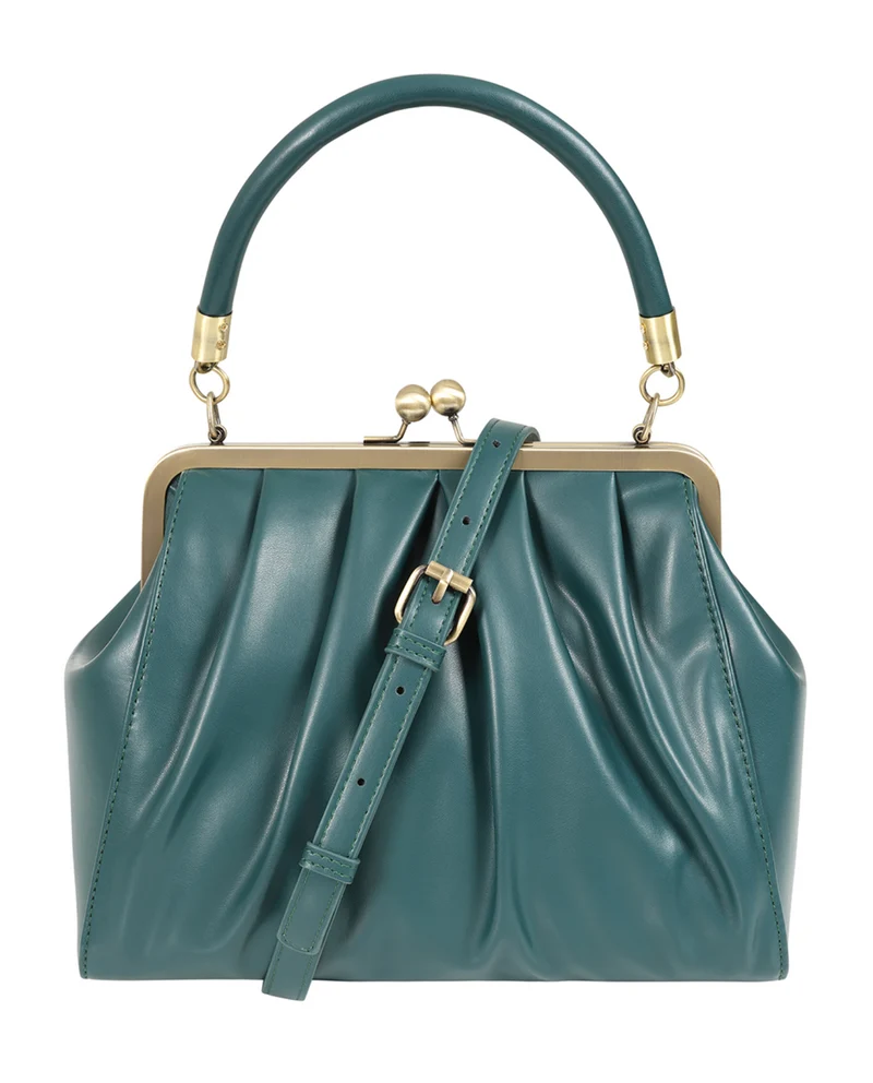 Vintage Tasche mit Schultergurt , Scarlett Frame , Grün-Petrol
