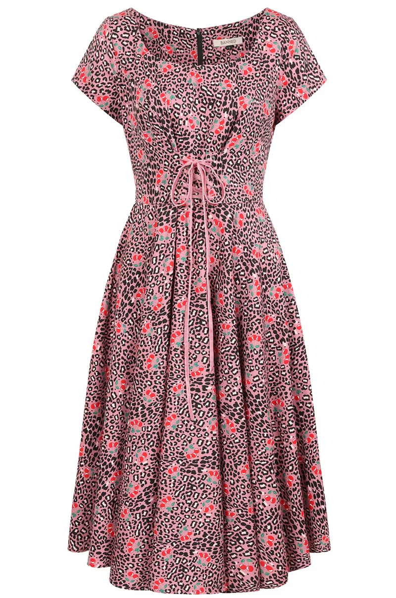 Swingkleid "Lola Cherry Leopard", Pink