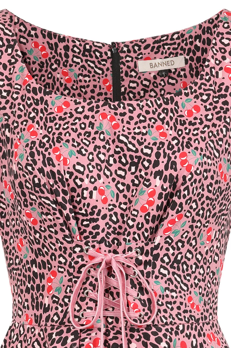 Swingkleid "Lola Cherry Leopard", Pink