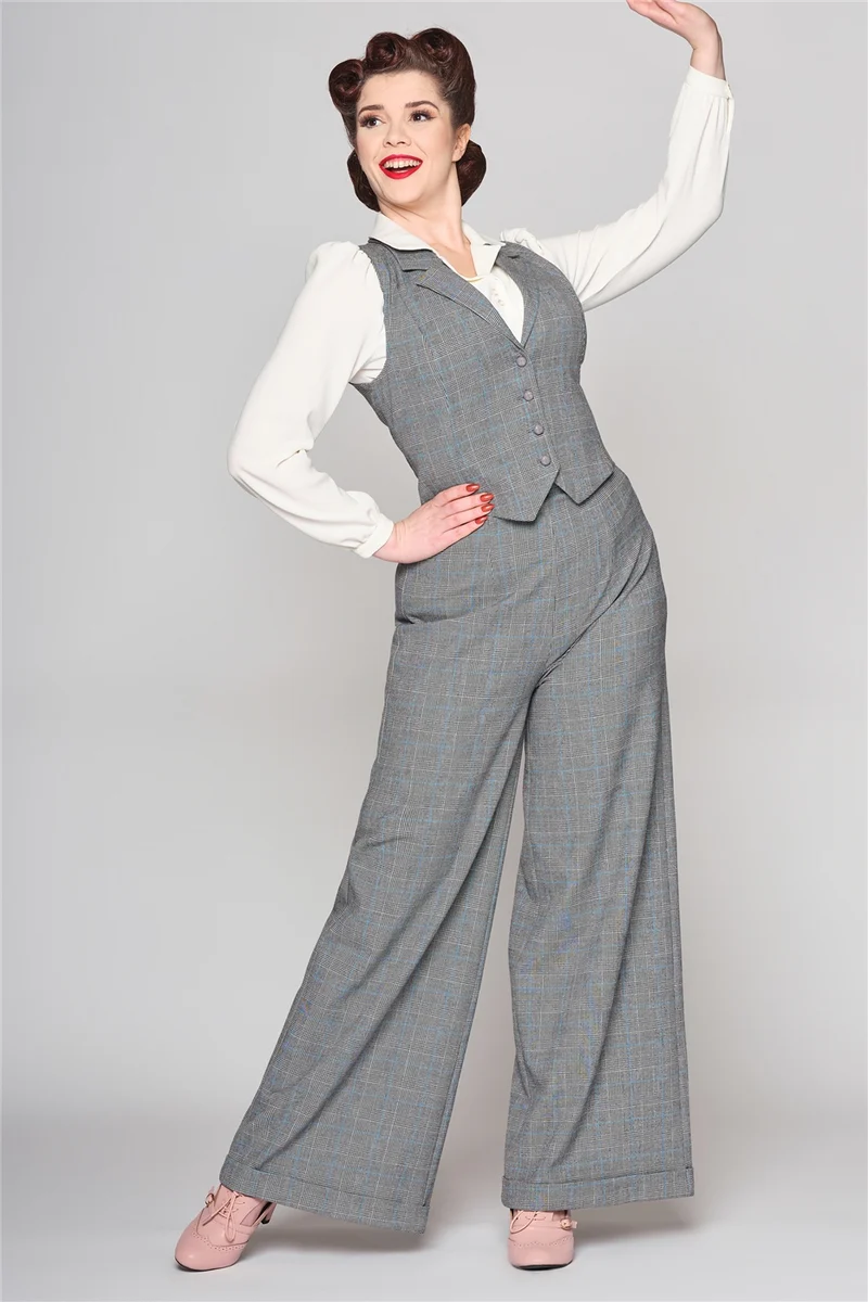 Hose Gerilyn Prince of Wales, Grau, Plus Size