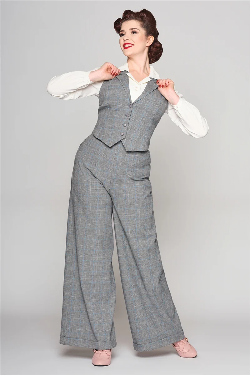 Hose Gerilyn Prince of Wales, Grau, Plus Size