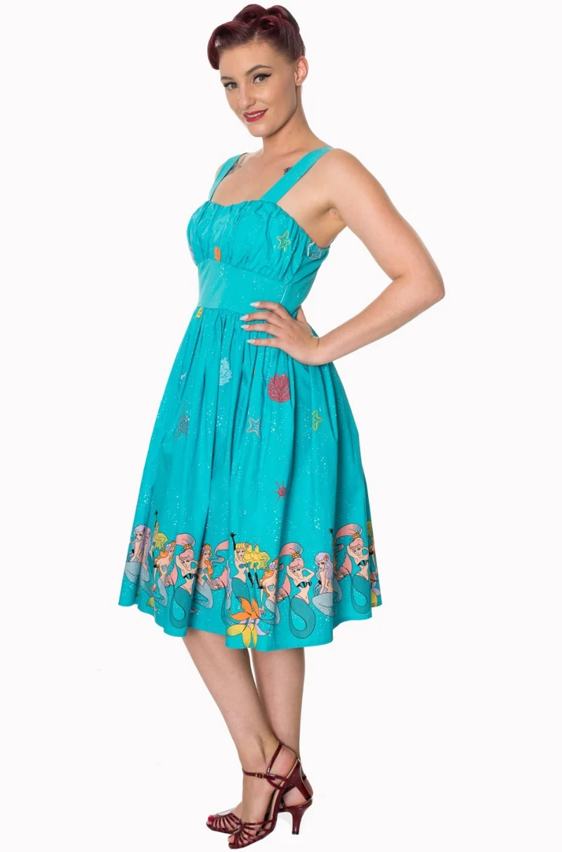 Swingkleid Sophia mit Meerjungfrauen, Aqua
