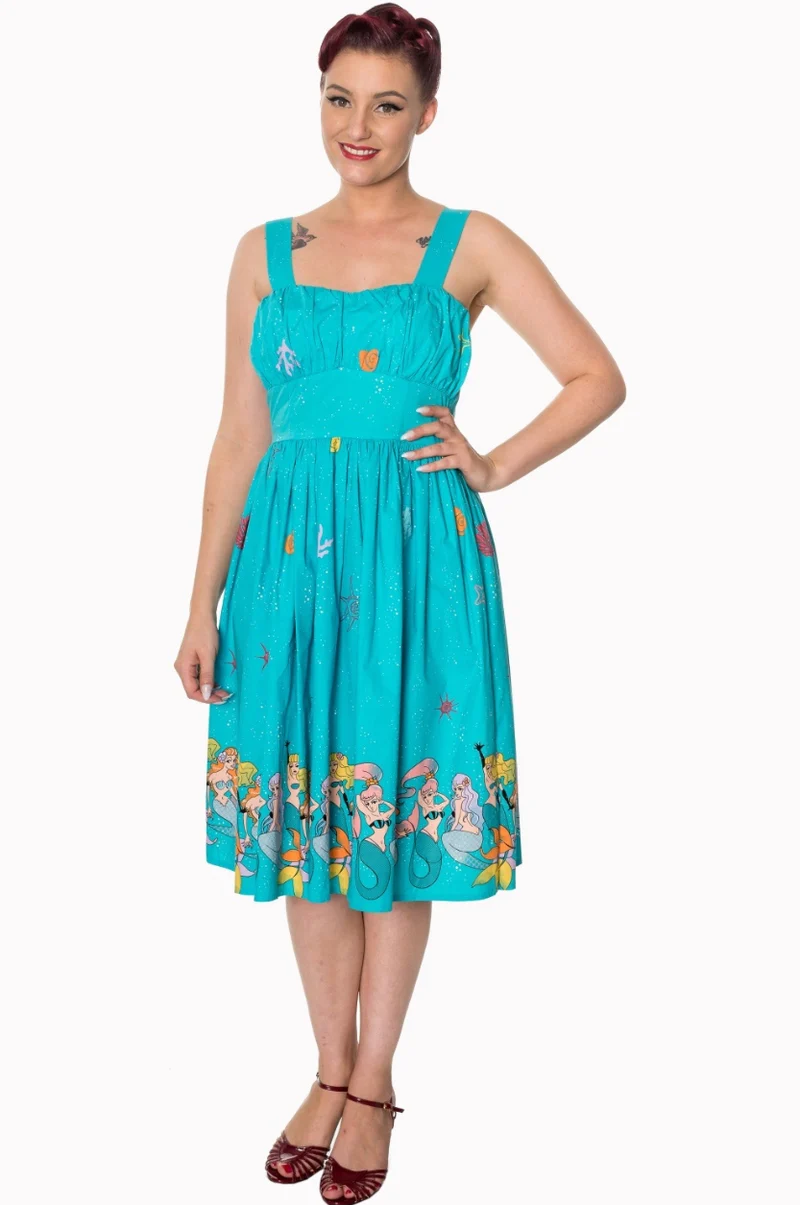 Swingkleid Sophia mit Meerjungfrauen, Aqua