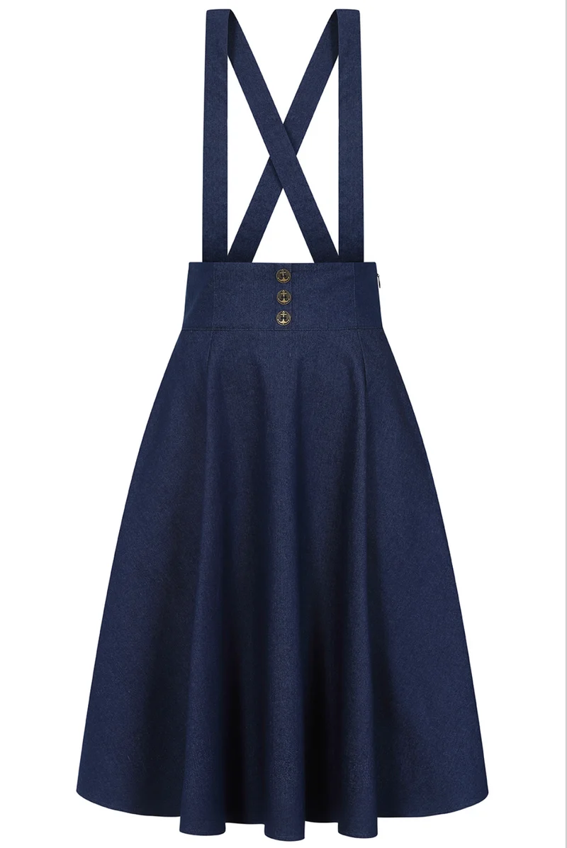 Swingrock Dottie mit Trägern, Denim Plus Size