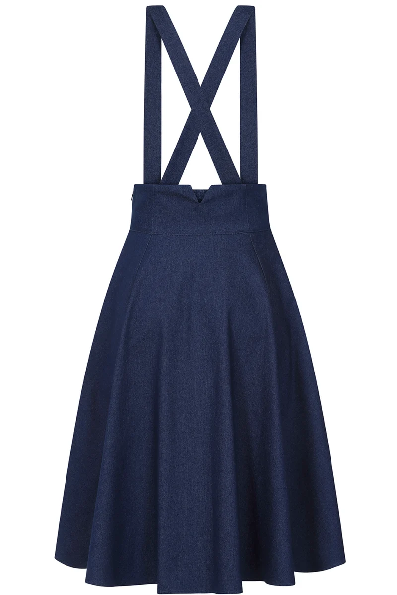 Swingrock Dottie mit Trägern, Denim Plus Size