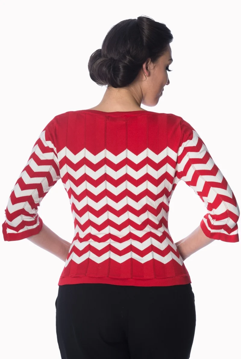 Eleganter Pulli, Red Vaniila mit Zick Zack Muster