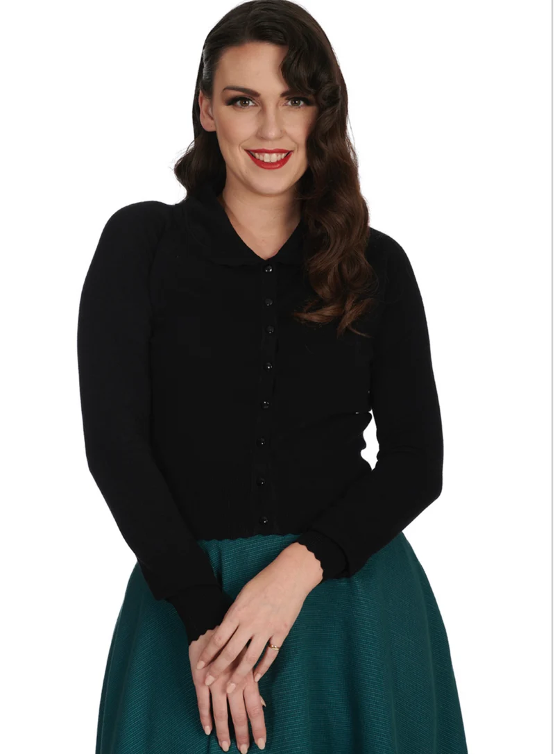 Vintage Cardigan, Trudy, Schwarz, Plus Size