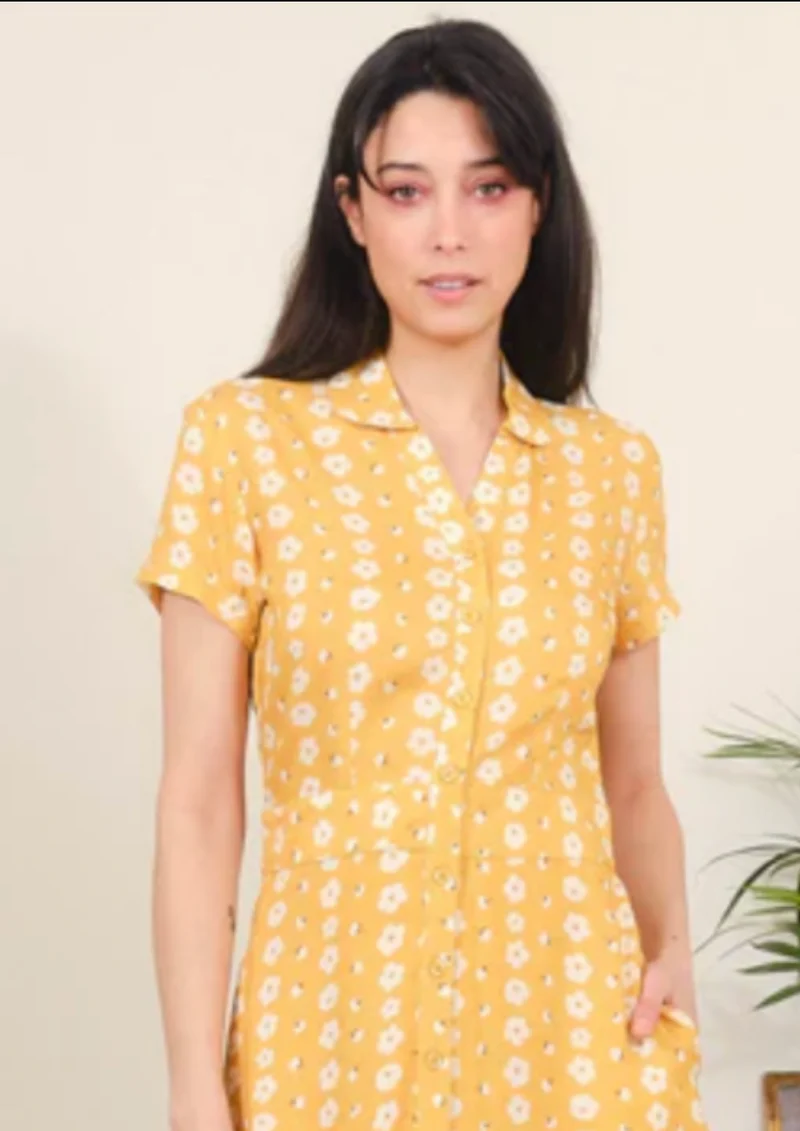 Midi-Kleid Jonie Buttercups, Senfgelb