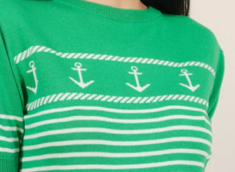 Feinstrick-Pulli Anchor Jacquard, Bio Baumwolle, Grün