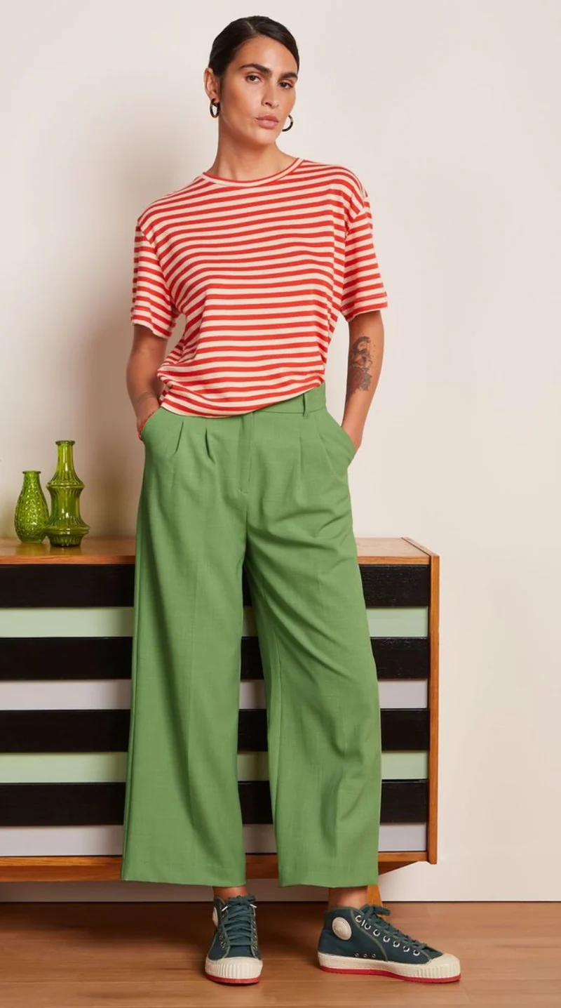 Hose Fintan Cropped Timba, Jade-Grün