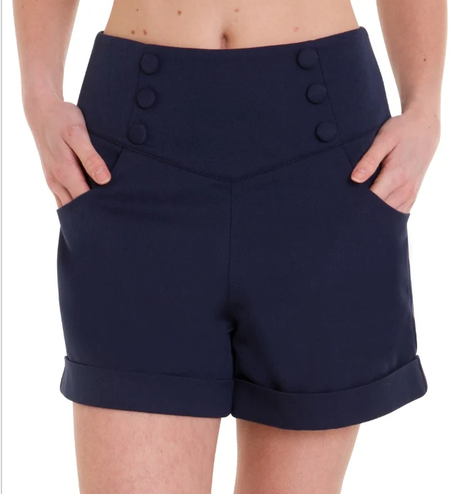 Shorts Cute as a Button, Navy, Plus Size