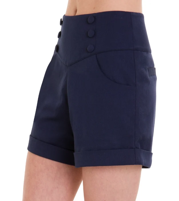 Shorts Cute as a Button, Navy, Plus Size