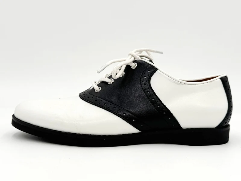 Rizzo Retro Oxford Derby Schuhe, Schwarz-Weiß