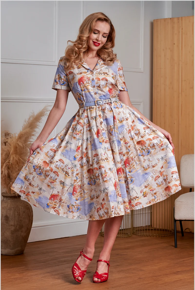 Swingkleid Bella Retro Beach, Creme