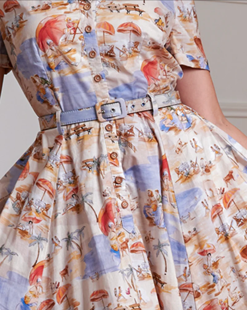 Swingkleid Bella Retro Beach, Creme