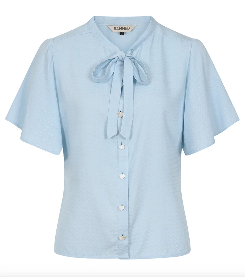 Bluse May Wave mit Flügelärmel in Hellblau