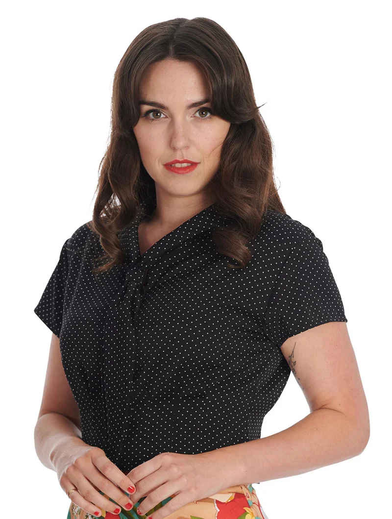 Bluse Black Garden , Pokadots, Schwarz Pause Size