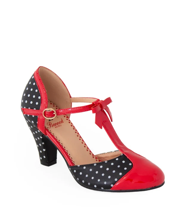 Riemchen Pumps Kelly Lee, Rot/Schwarz/Weiß