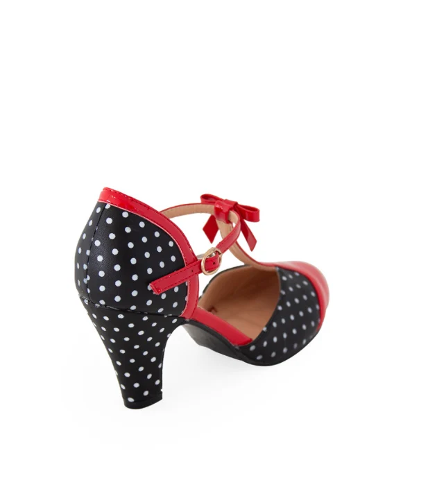 Riemchen Pumps Kelly Lee, Rot/Schwarz/Weiß