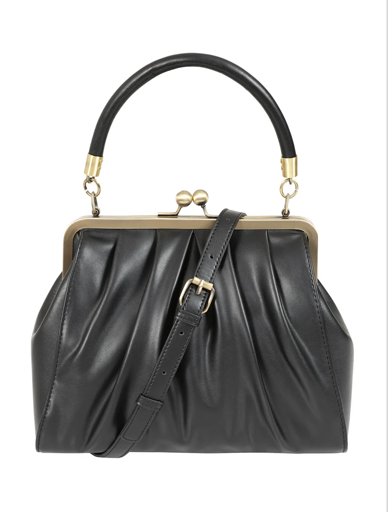 Vintage Tasche mit Schultergurt , Scarlett Frame , Schwarz