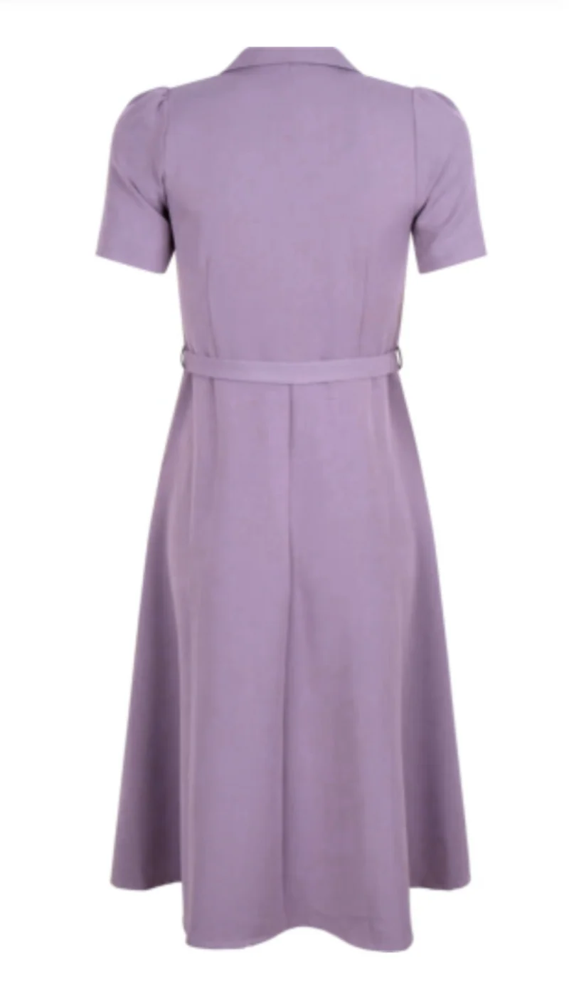 Hemdblusenkleid Revers Tricot 40's, Flieder