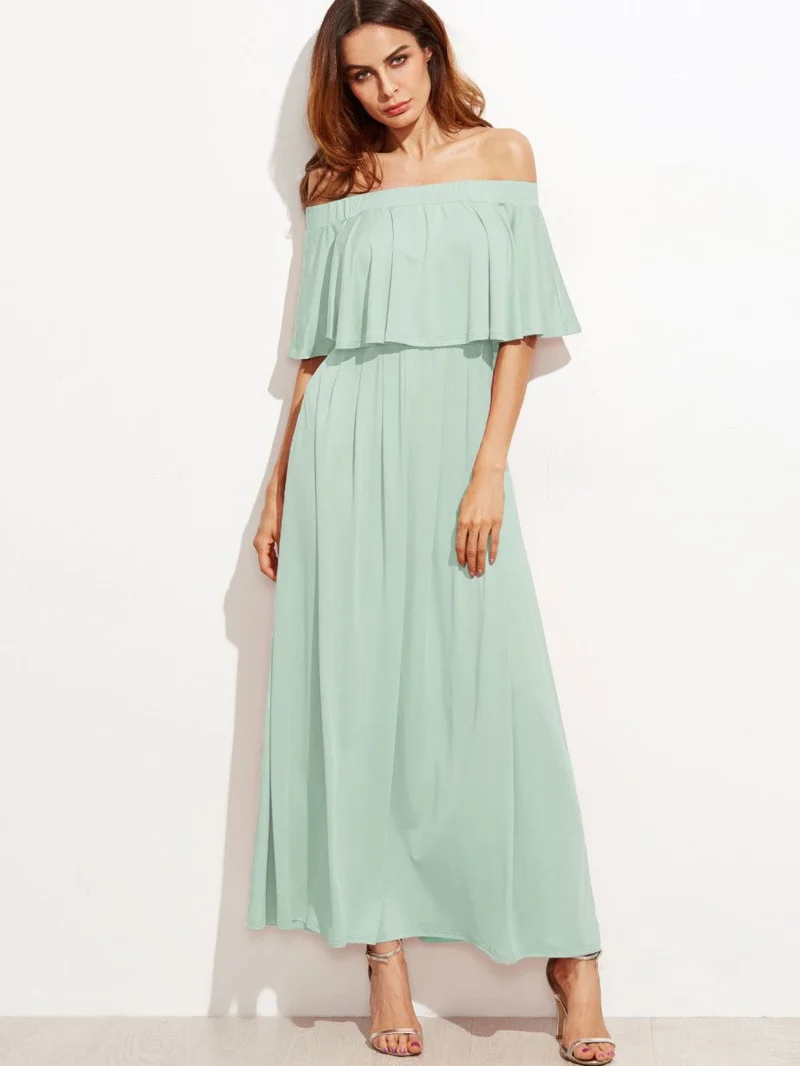Flounce Layered Neckline Dress