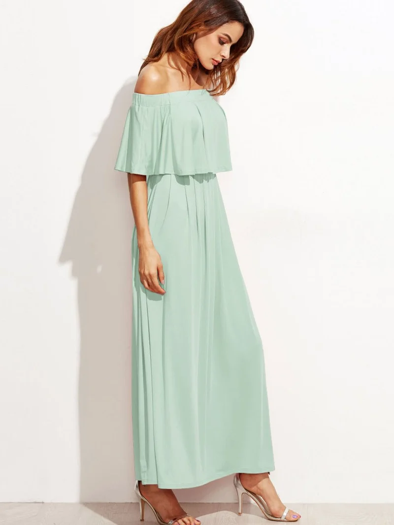 Flounce Layered Neckline Dress