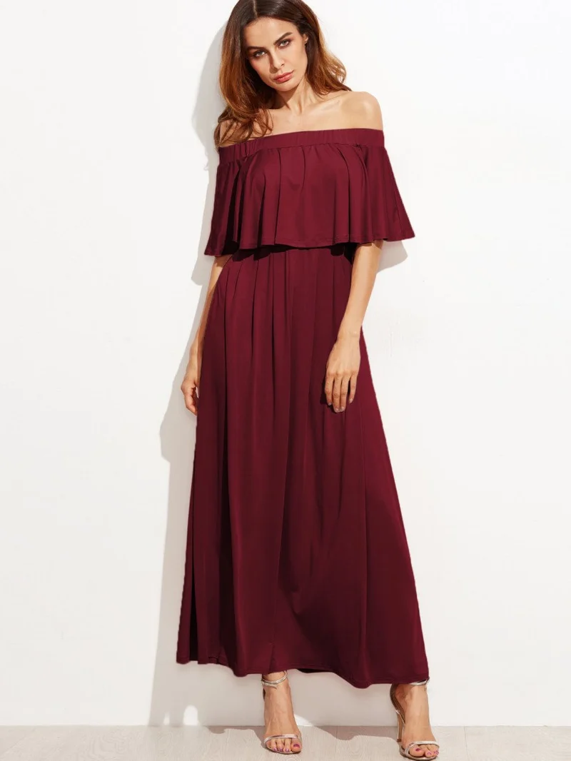 Flounce Layered Neckline Dress