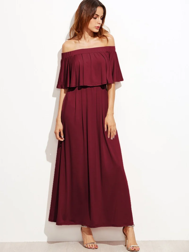 Flounce Layered Neckline Dress