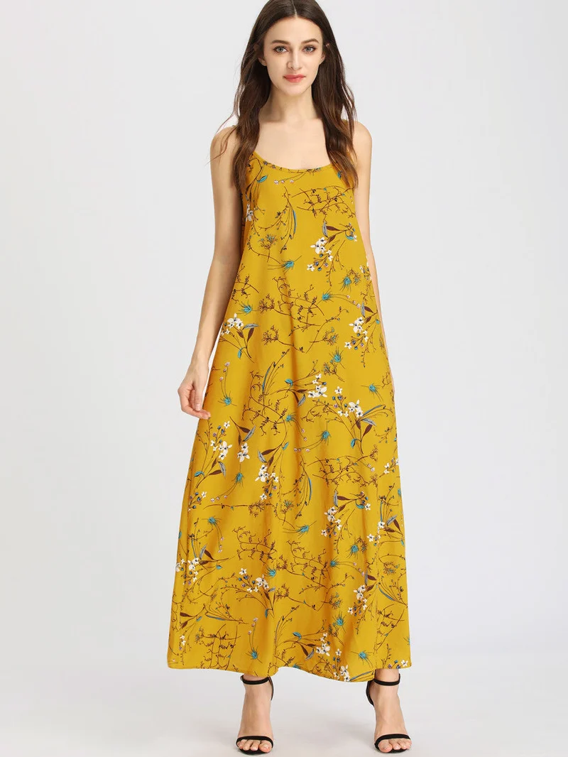 Cami Straps Floral Print Maxi Dress