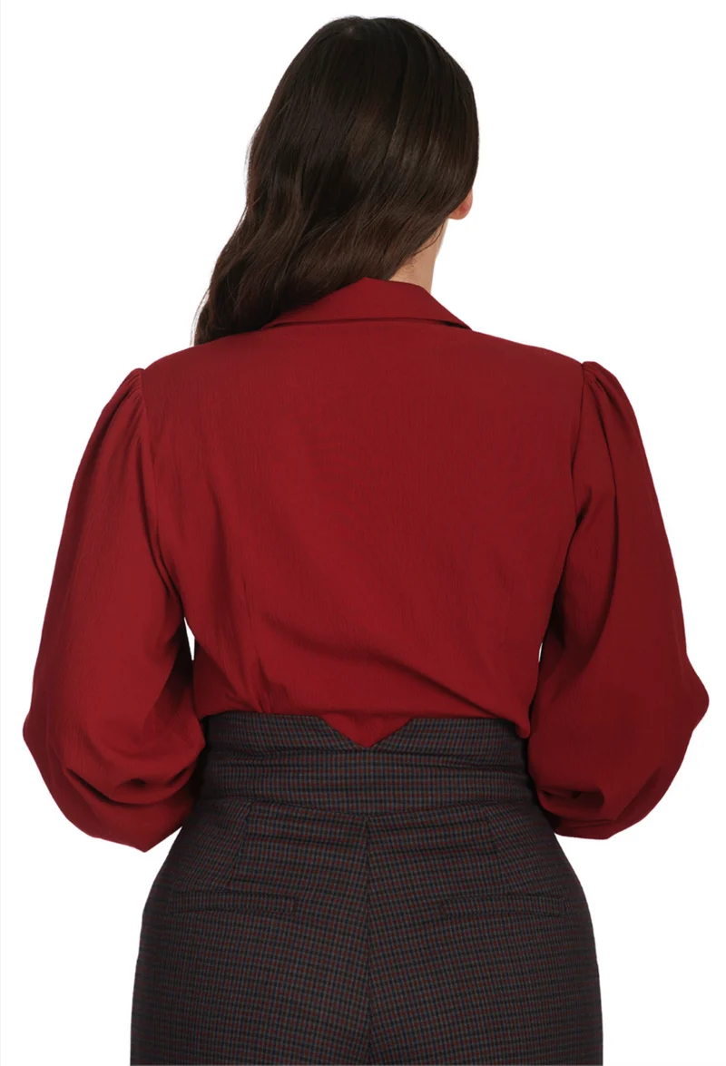 Retro Bluse Bonnie, Burgundy