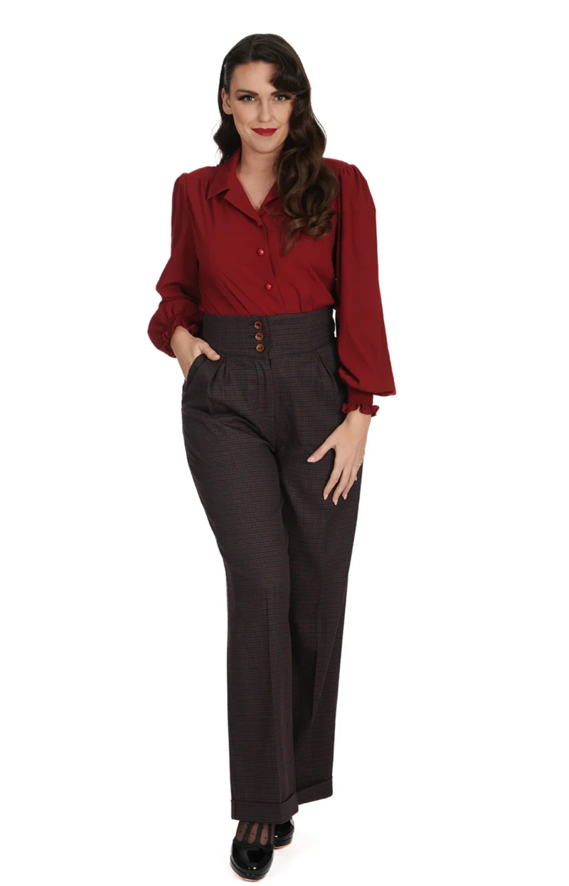 Retro Bluse Bonnie, Burgundy