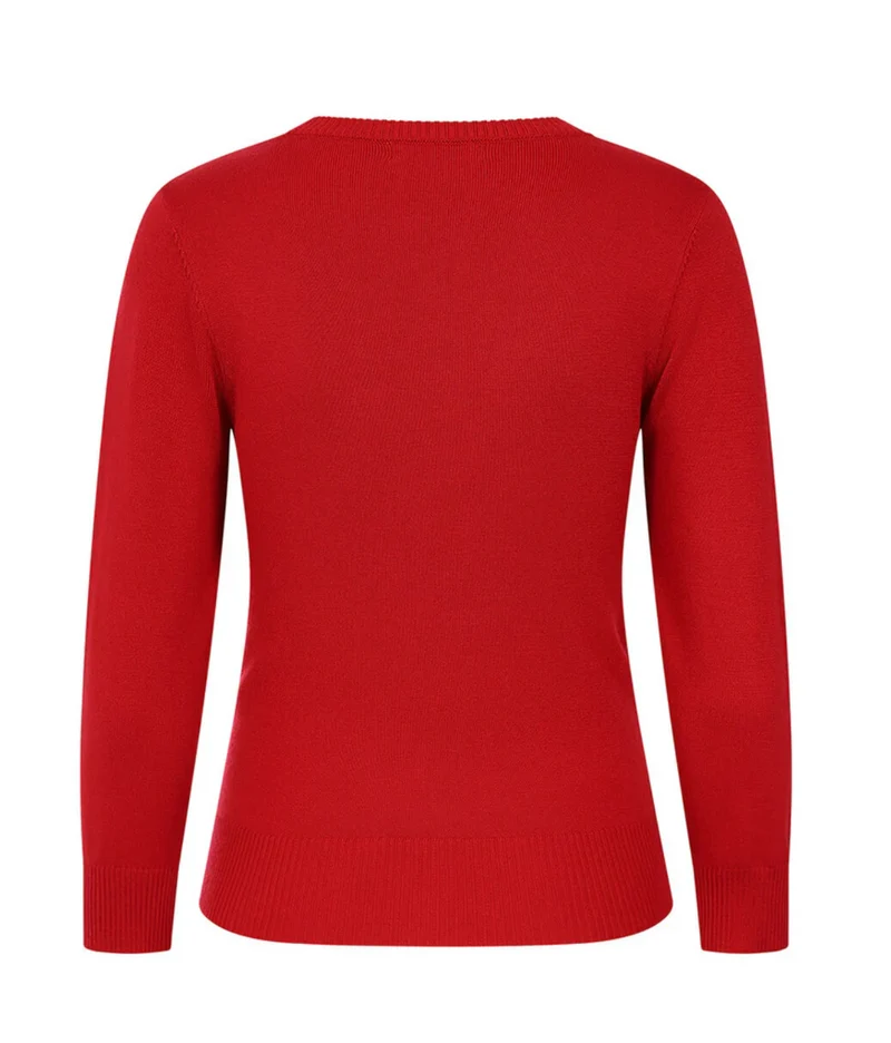 Strick-Pullover Bella Bow,mit Schleife, Rot