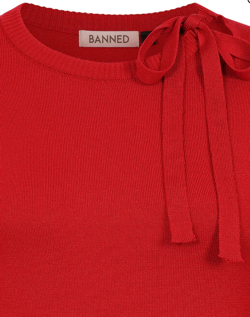 Strick-Pullover Bella Bow,mit Schleife, Rot