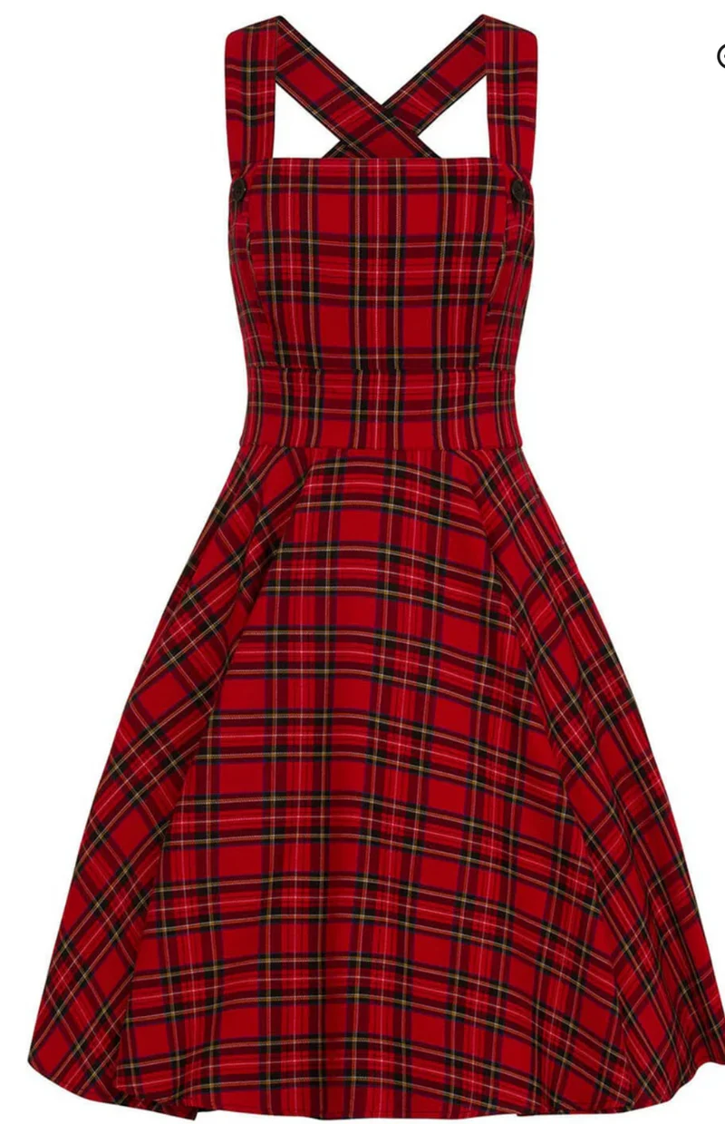 Trägerkleid Irvine Pinaford, Tartan Rot