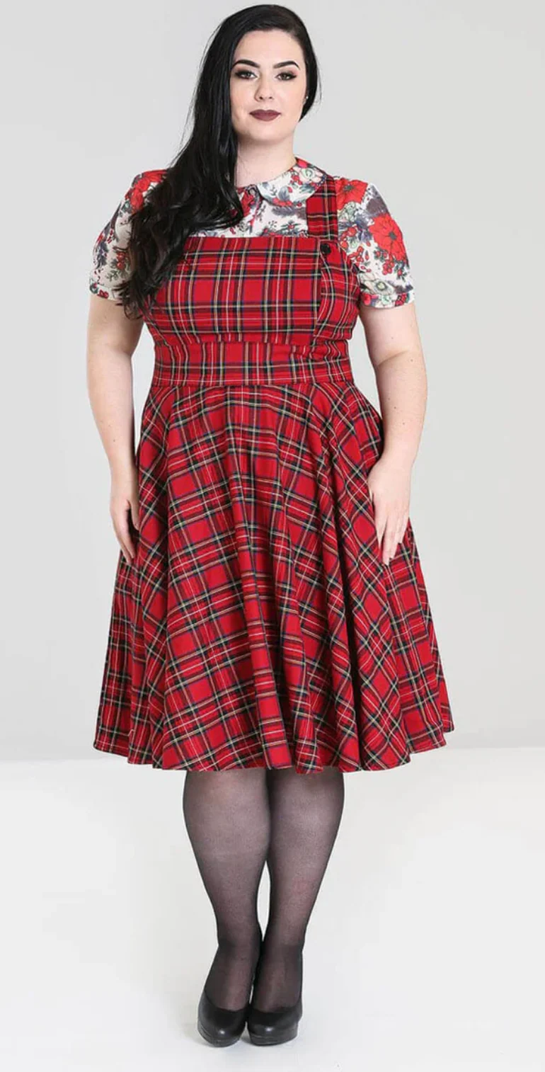 Trägerkleid Irvine Pinaford, Tartan Rot