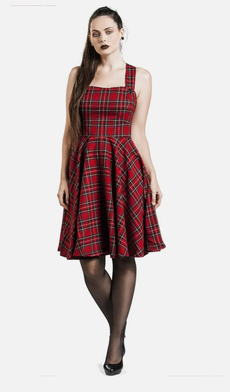 Trägerkleid Irvine Pinaford, Tartan Rot