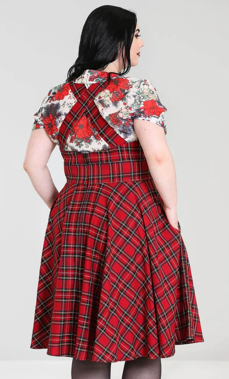 Trägerkleid Irvine Pinaford, Tartan Rot