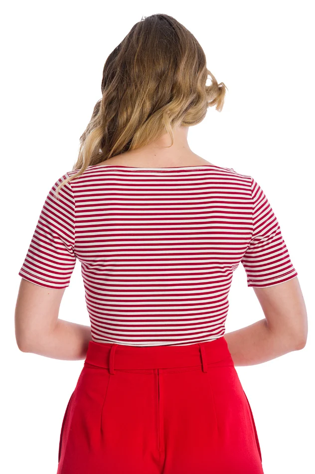 T-Shirt, Szizzl Stripe,Rot-Weiß, Plus Size