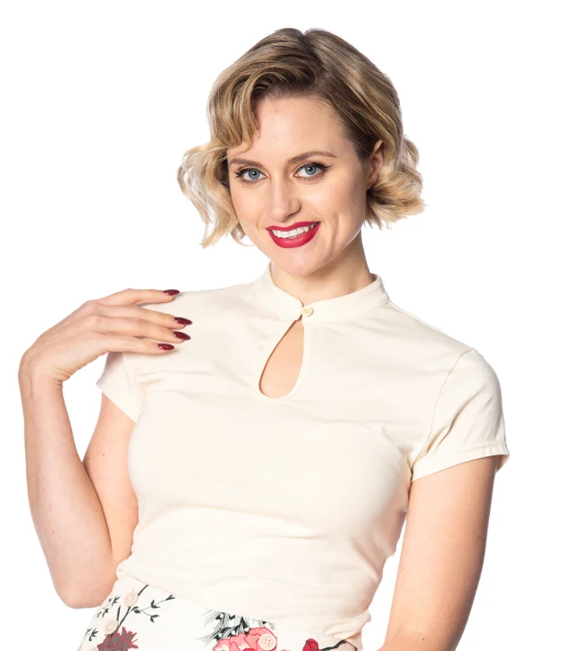 Top Mandarin Collar, Creme