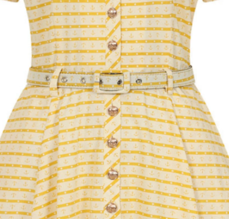Swingkleid Bella Anchor Ahead 50's , Gelb-Ivory