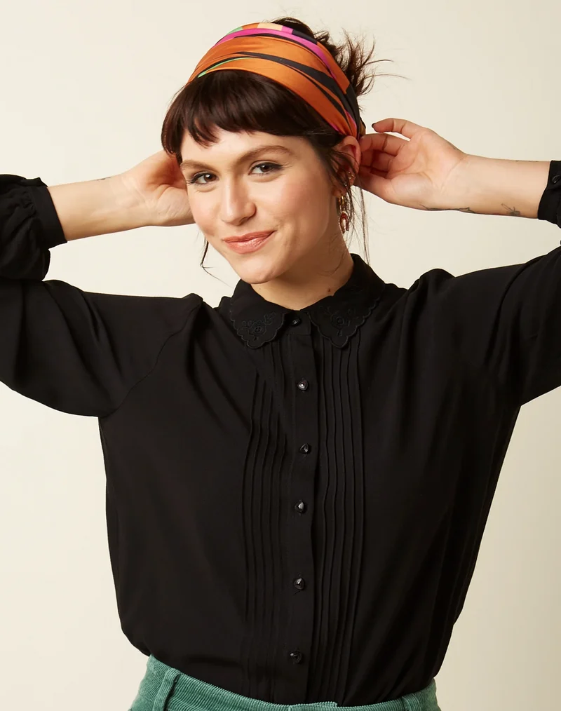 Vintage Bluse Alicia Etha,Schwarz